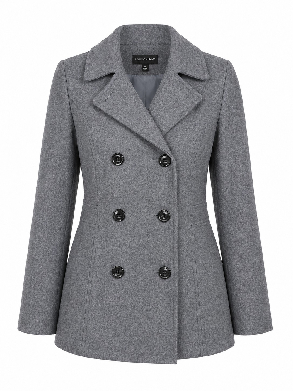 TOWER BY LONDON FOG | Classic Wool Blend Double Breasted Peacoat Slate Gray | XL